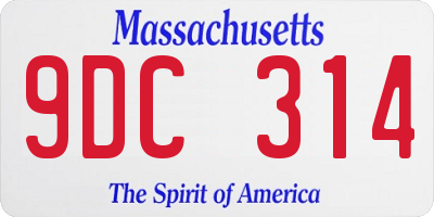 MA license plate 9DC314