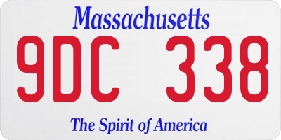 MA license plate 9DC338