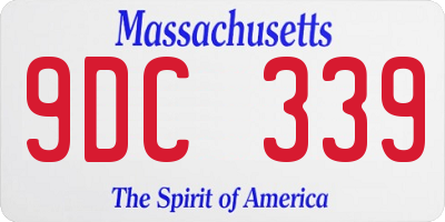 MA license plate 9DC339