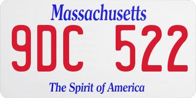 MA license plate 9DC522