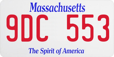MA license plate 9DC553