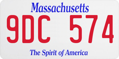 MA license plate 9DC574
