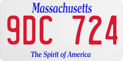 MA license plate 9DC724