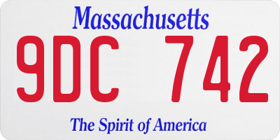 MA license plate 9DC742