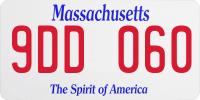 MA license plate 9DD060