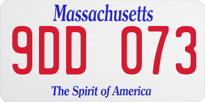 MA license plate 9DD073
