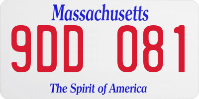MA license plate 9DD081