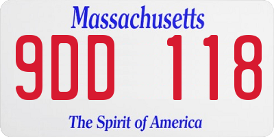 MA license plate 9DD118