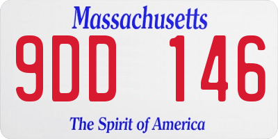 MA license plate 9DD146