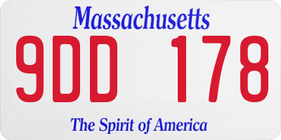 MA license plate 9DD178