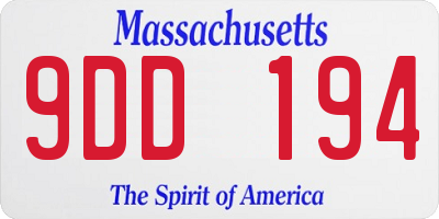 MA license plate 9DD194