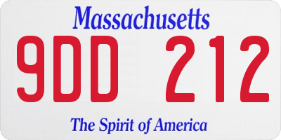MA license plate 9DD212