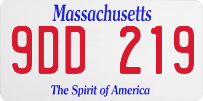 MA license plate 9DD219
