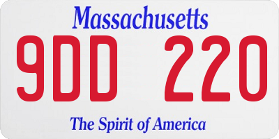 MA license plate 9DD220