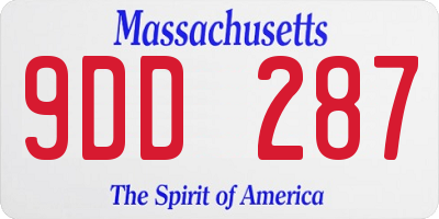 MA license plate 9DD287