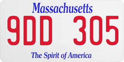 MA license plate 9DD305