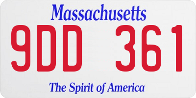MA license plate 9DD361