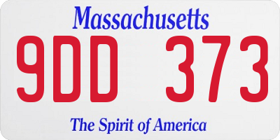 MA license plate 9DD373