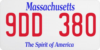 MA license plate 9DD380