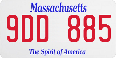 MA license plate 9DD885