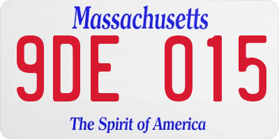 MA license plate 9DE015
