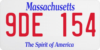 MA license plate 9DE154