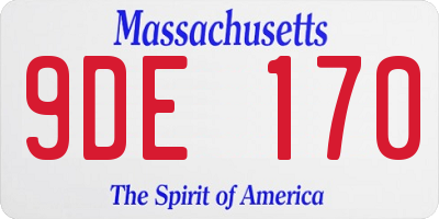 MA license plate 9DE170