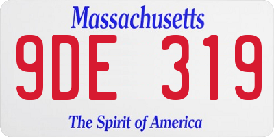 MA license plate 9DE319