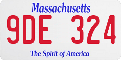 MA license plate 9DE324