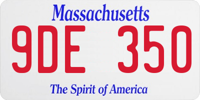 MA license plate 9DE350