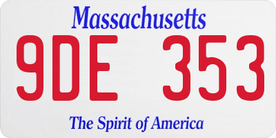 MA license plate 9DE353