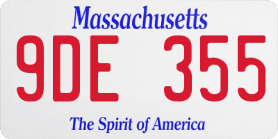 MA license plate 9DE355