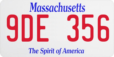 MA license plate 9DE356