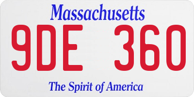 MA license plate 9DE360