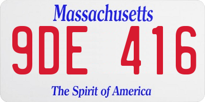 MA license plate 9DE416