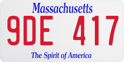MA license plate 9DE417
