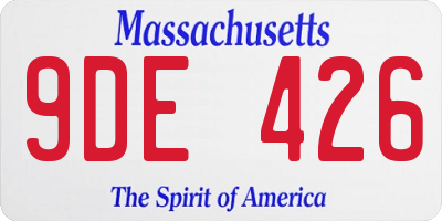 MA license plate 9DE426