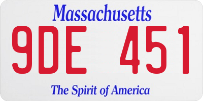 MA license plate 9DE451