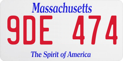MA license plate 9DE474