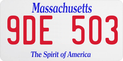 MA license plate 9DE503