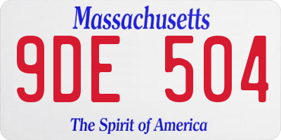 MA license plate 9DE504