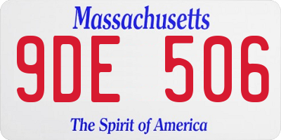 MA license plate 9DE506