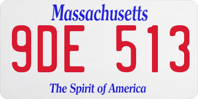 MA license plate 9DE513