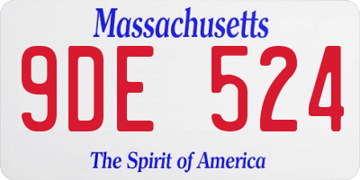 MA license plate 9DE524