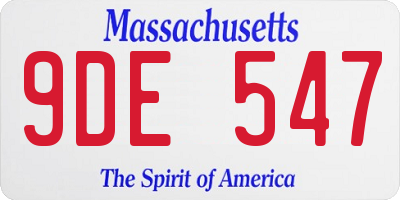 MA license plate 9DE547
