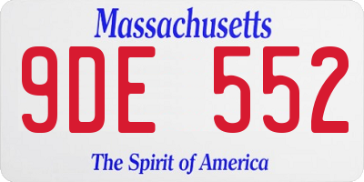 MA license plate 9DE552