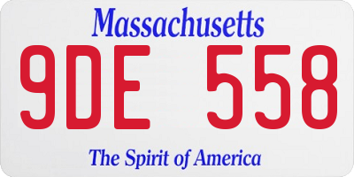 MA license plate 9DE558