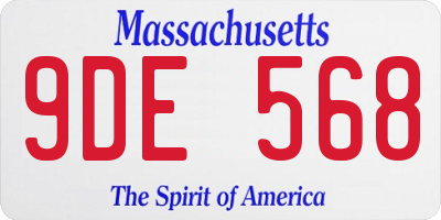 MA license plate 9DE568