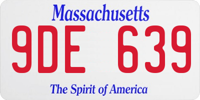 MA license plate 9DE639