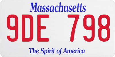 MA license plate 9DE798